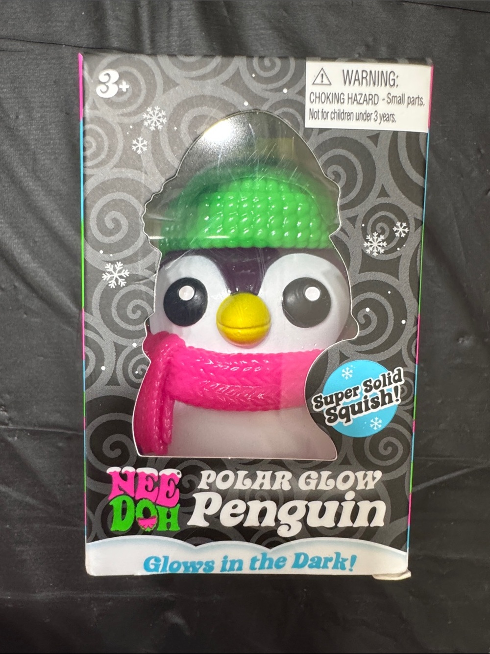 NeeDoh Polar Glow Penguin Purple - Pink Scarf & Green Hat Squishy Toy